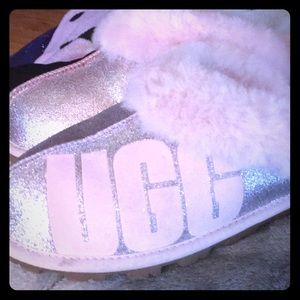 Pink Sparkly UGG Slides